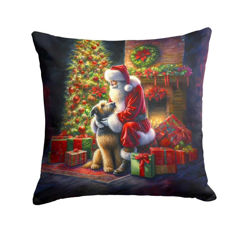 Coussin décoratif lévrier irlandais et père Noël, H 14 po x l 14 po
