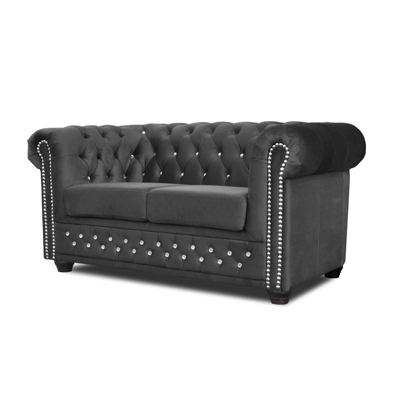 Sade Velvet Loveseat, Dark grey