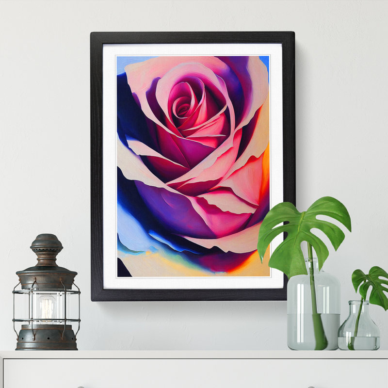 Rose Flower Painting Vol.3 - Single Picture Frame Print, Black, 64cm H x 46cm W x 2cm D