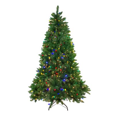 7.5' Pre-Lit Medium Huron Pine Artificial Christmas Tree - Dual Color LED Lights -  Northlight Seasonal, 32915563