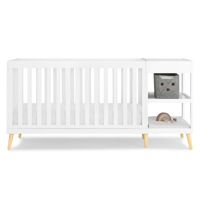 Essex 4-in-1 Convertible Crib and Changer Bianca White with Natural (123)