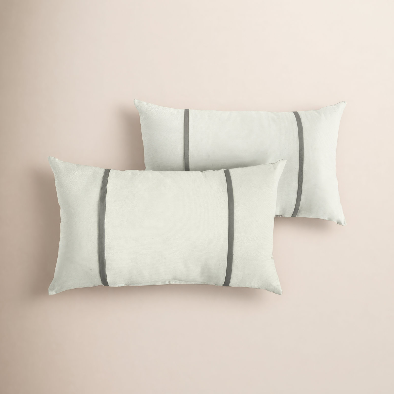 Furston Lumbar Throw Pillow, White/Charcoal, 12" x 24"