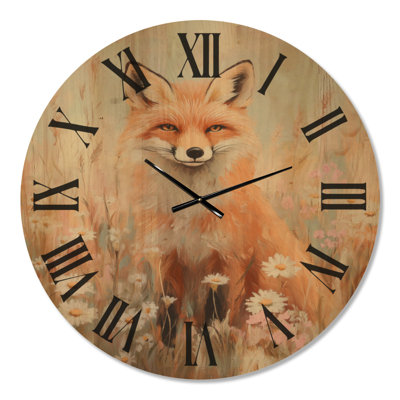 Horloge murale ronde Daisy Meadow Watch - Style cottage, imprimé sur bois