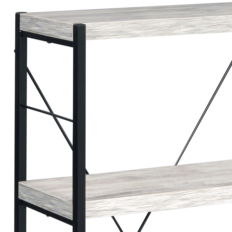 Antique White And Black 3-Shelf Bookcase
