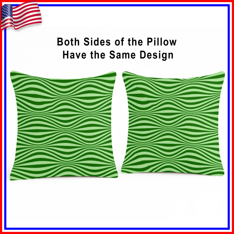 Coussins Green Wavy Lines, 14 X 14 pouces
