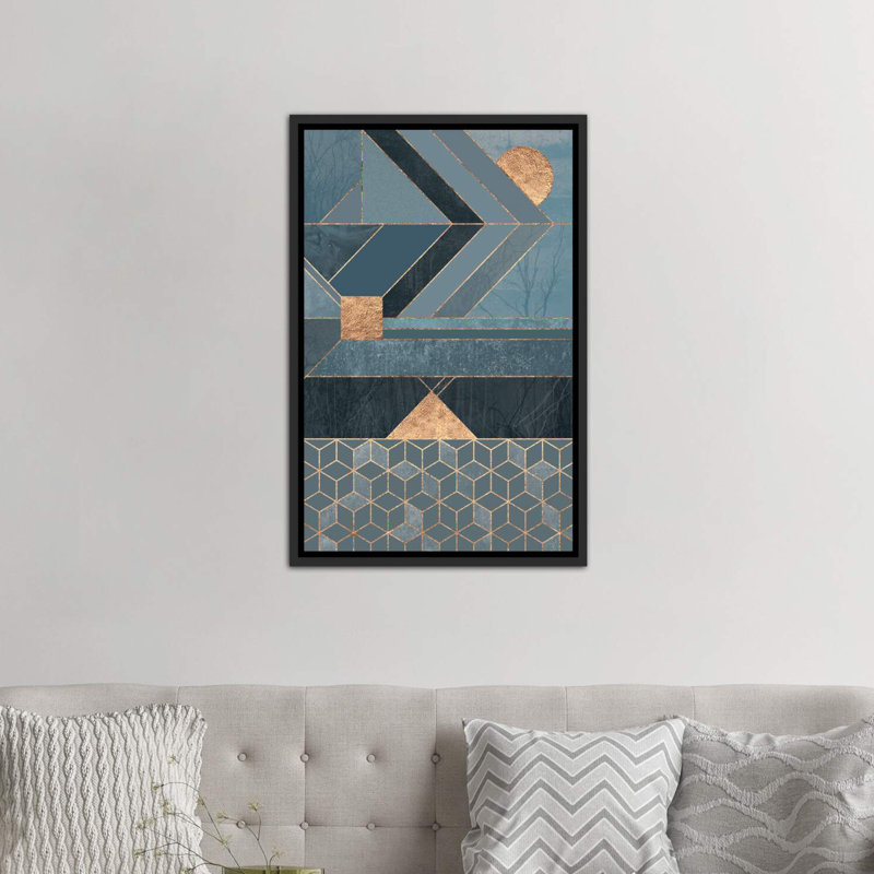 « scandinavie blue » par elisabeth fredriksson-impression sur image, H 60 po x l 40po x P 1,5 po, Toile avec cadre noir