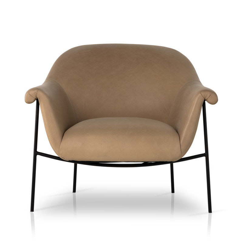 Fauteuil d'appoint en cuir Dessa, Cuir véritable Palermo Nude