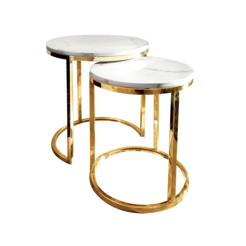 Audrie Pedestal Nesting Tables, Gold, 50 H x 55 W x 55 D cm