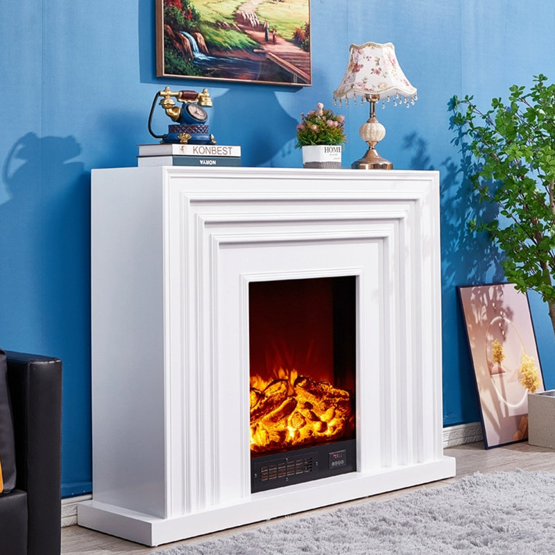 Foyer électrique blanc en bois massif, H 43,31 po x l 47,24 po x P 12,6 po, Blanc