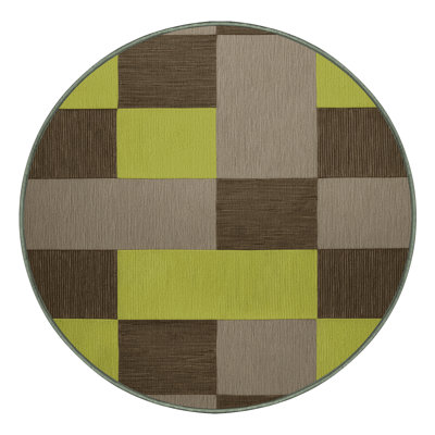 Machine Washable Checkered Green Area Rug