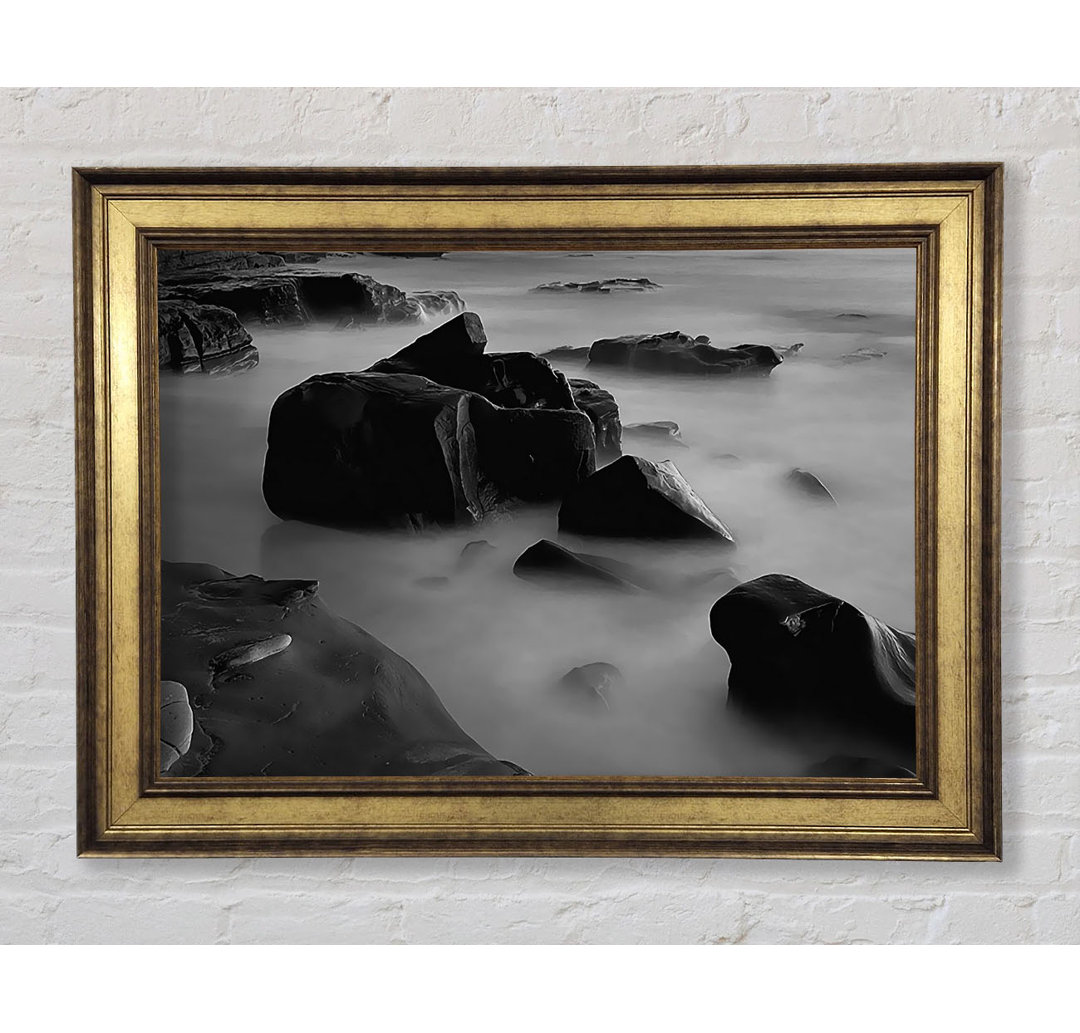 Ocean Rock Serenity B N W - Einzelner Bilderrahmen Kunstdrucke