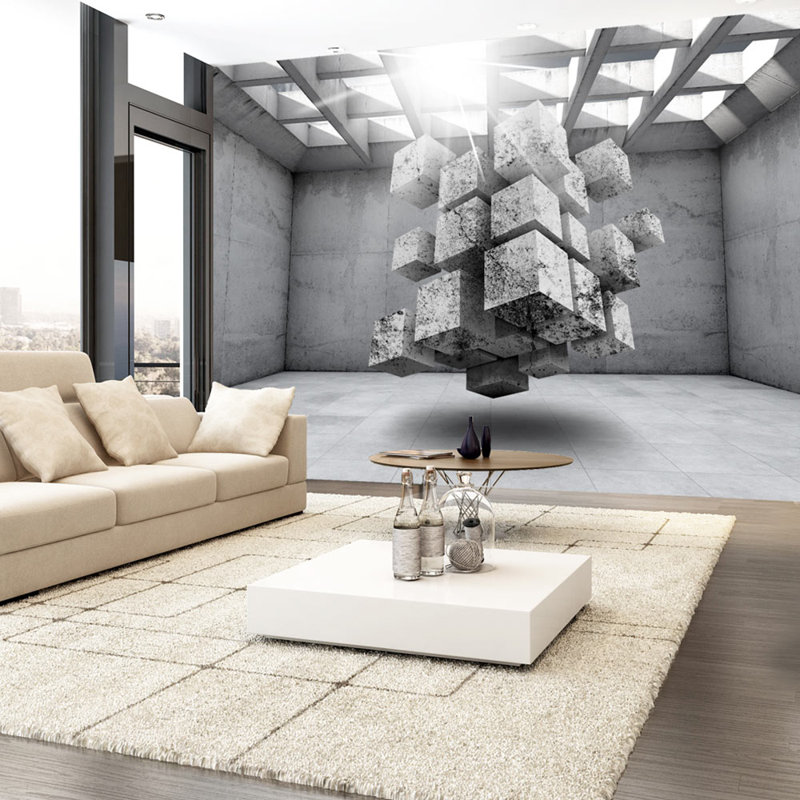 Concrete Prison Mural Wallpaper, Brown, 350 cm x 245 cm x 0.02"D