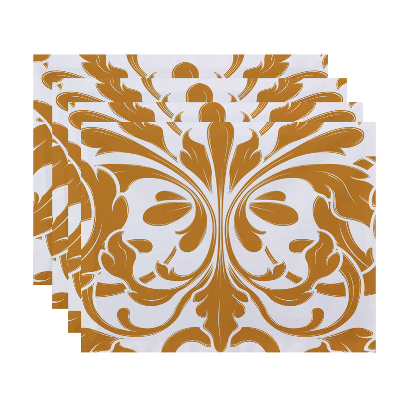 Selina Polyester Floral Rectangle Placemat, Yellow
