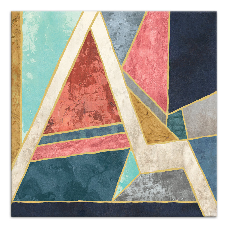 « geometric abstract », reproduction de peinture à l’acrylique sur toile, H 12 po x l 12 po