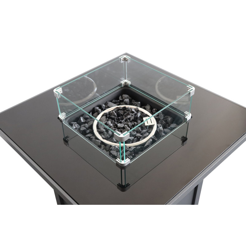 Table de foyer d'extérieur en acier avec couvercle H 25 po x l 30 po