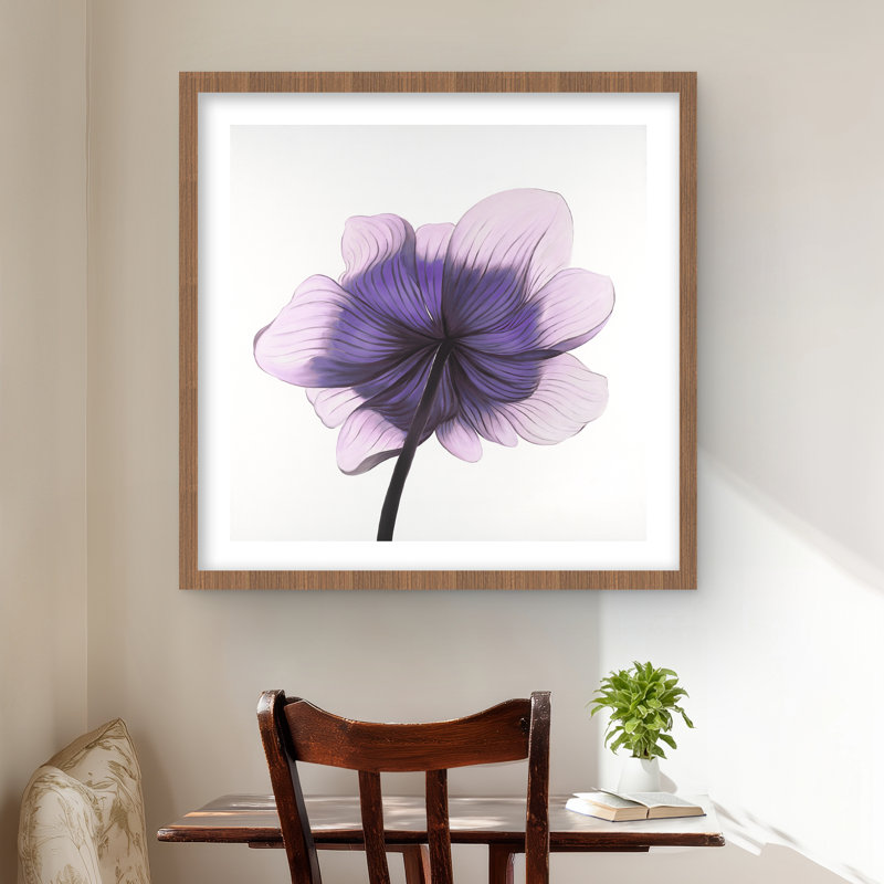 Magnifique fleur d'anémone mauve, impression encadrée, H 24 po x l 24 po