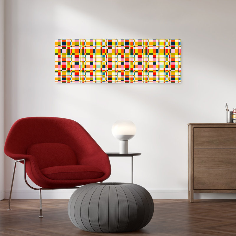 Vibrant Plaid Pattern Abstract Bold Colourful Wall Art, 36" H x 12" W