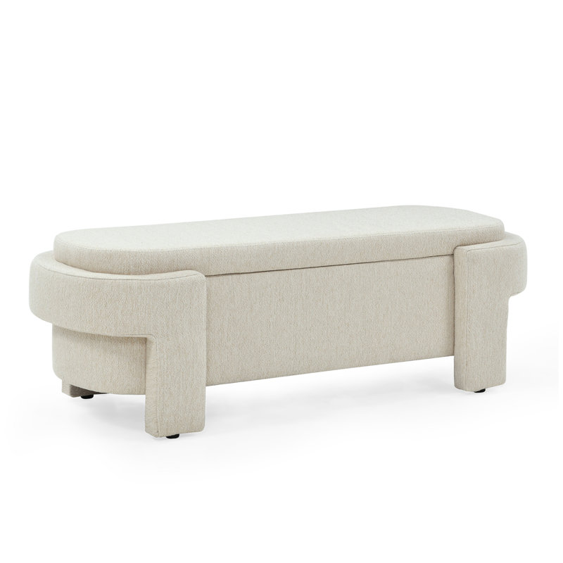 Banc rembourré en lin avec grand espace de rangement pour le salon, le vestibule et la chambre à coucher (51,5 po x 20,5 po x 17 po)