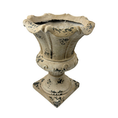 Jardinière de jardin en blanc antique, l 15,95 po x P 15,95 po x H 21,28 po, peinte à la main, bouchon de drainage, sans assemblage, bon pour une utilisation en extérieur