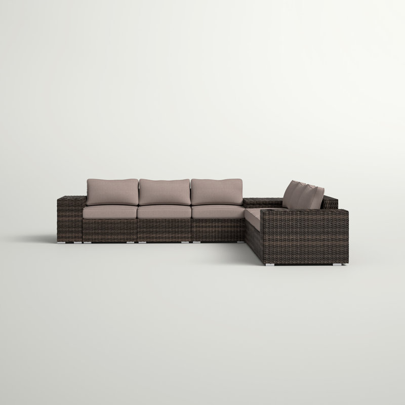 Demarest Wicker Fully Assembled 6 - Person Seating Group with Cushions, Sunbrella Taupe