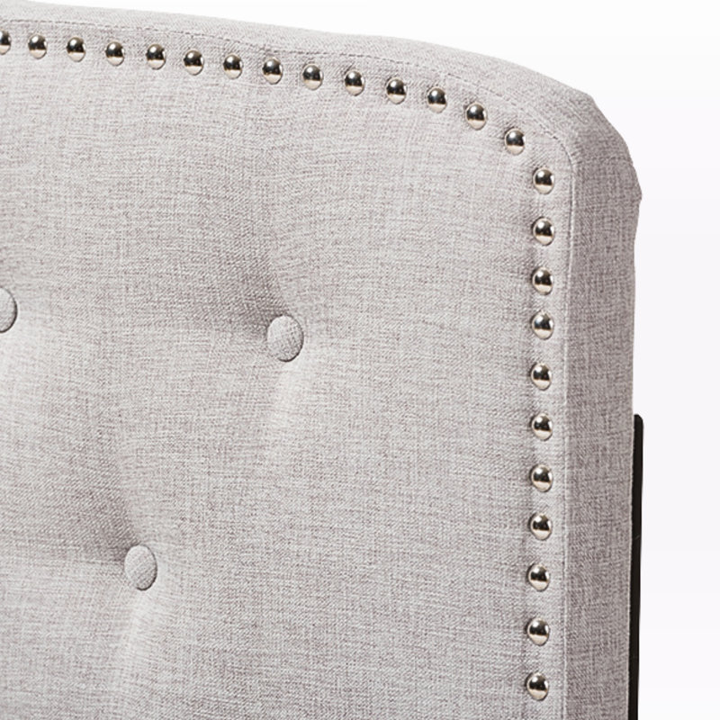 Lili Traditional Greyish Beige Queen Tufted Upholstered Headboard, 47.77" H X 61.31" W X 2.56"D, Queen, Greyish Beige