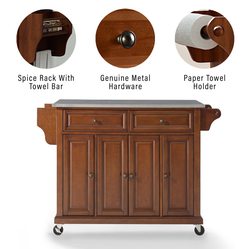 Haslingden Kitchen Island, Classic Cherry/Antique Brass