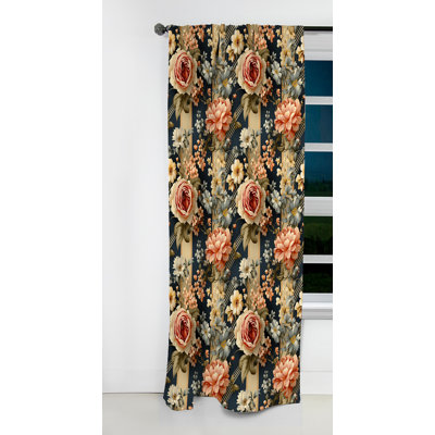 Rideau occultant en velours rayé Peach and Blue Chic Elegance - 1 panneaux