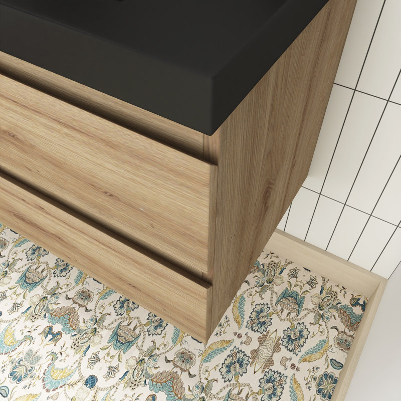 Meuble-lavabo simple 36 po avec plateau en résine Marchall, Chêne