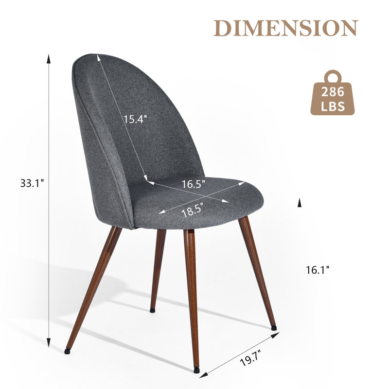 Hudhaifa 18" Width Fabric Solid Back Side Chair for Living Room, Dining Room, Coffee shop, Stone Gray, 4