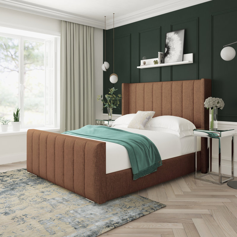 Aspen Chenille Upholstered Ottoman Bed Frame, Brown, Small Double (4')