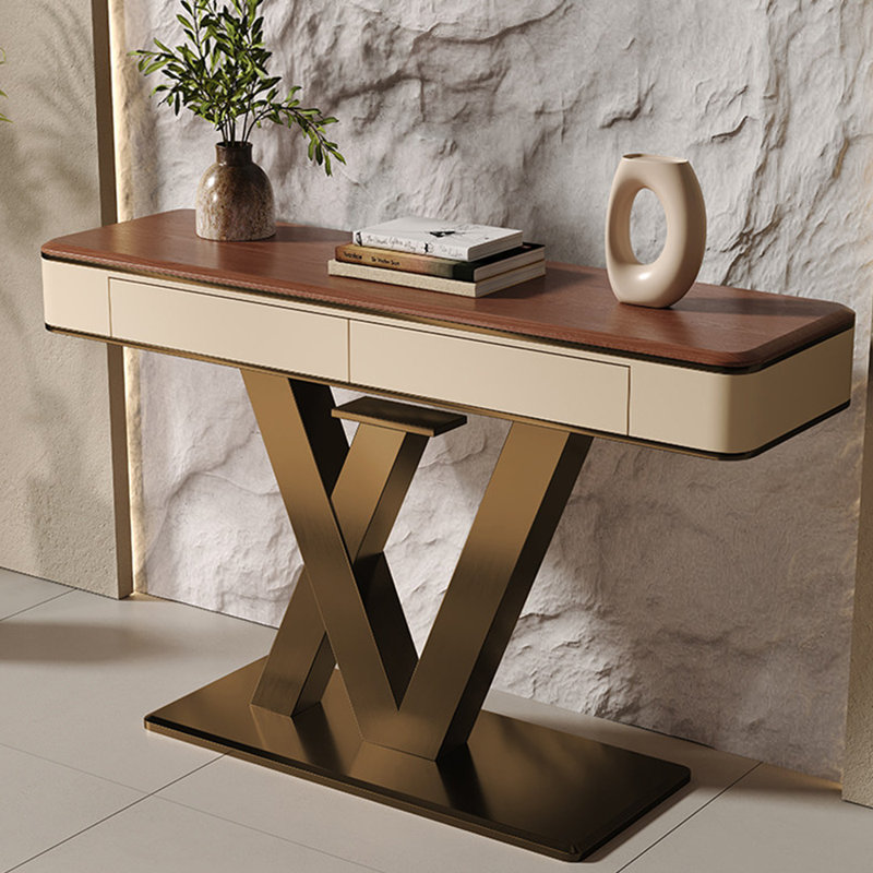 Console de luxe légère de style chinois, 33.5" H x 70.9" W x 13.8" D, Bronze