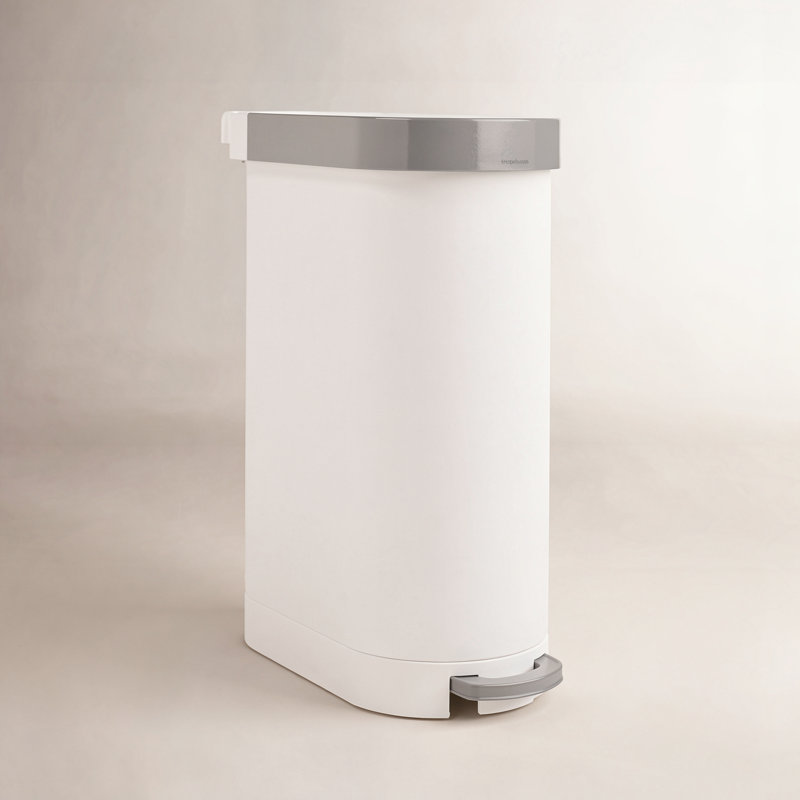 simplehuman 45 Liter / 12 Gallon Slim Hands-Free Kitchen Step Trash Can, White