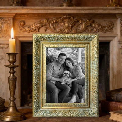 Cadre photo classique 3 pièces 8 "x 10" doré antique pour présentation de photos de mariage