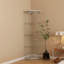 Armoire d'angle éclairée, 4 tablettes vitrées avec une porte, blanc
