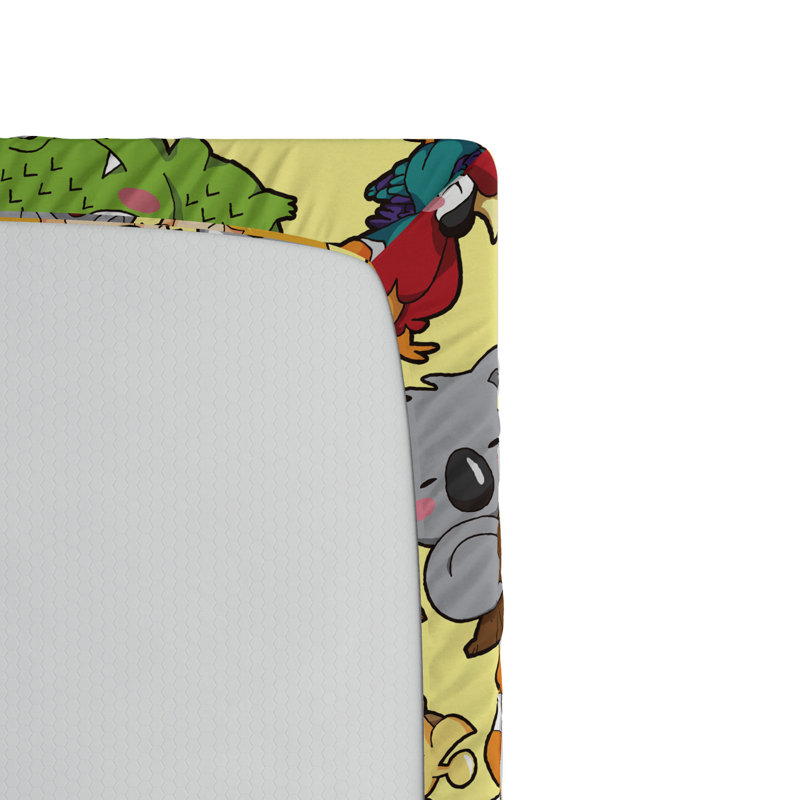 Microfiber Fitted Sheet, Full Fitted Sheet, Yellow/Green Animal