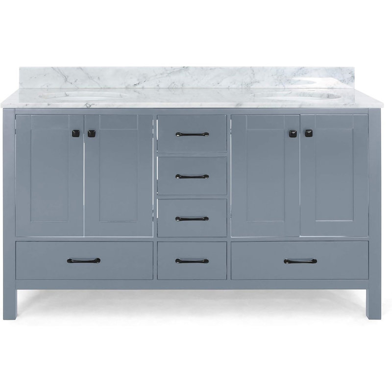 Gray 73'' Freestanding Double Vanity with Marble Top