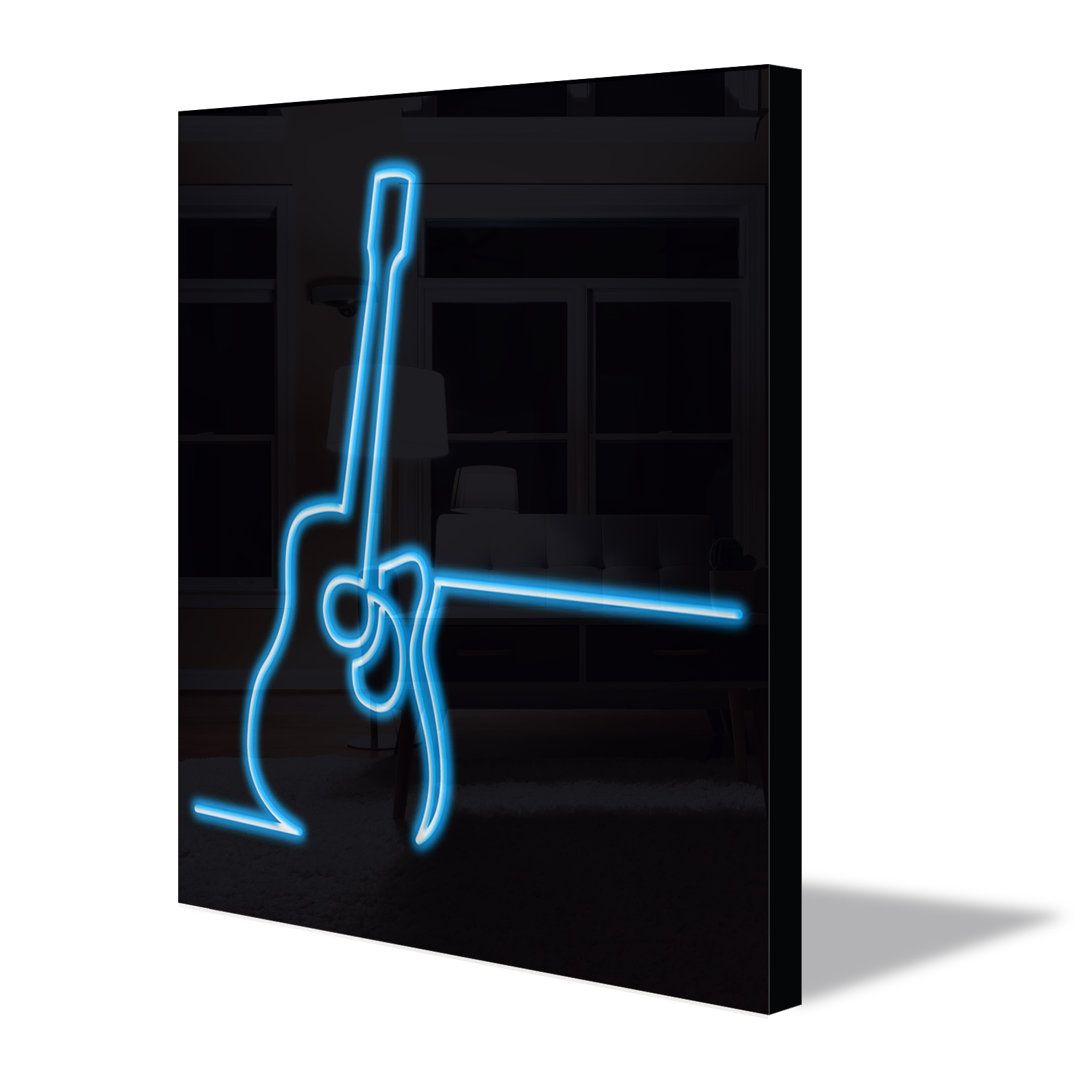 Neon Sign Guitar Silhouette Wall Décor