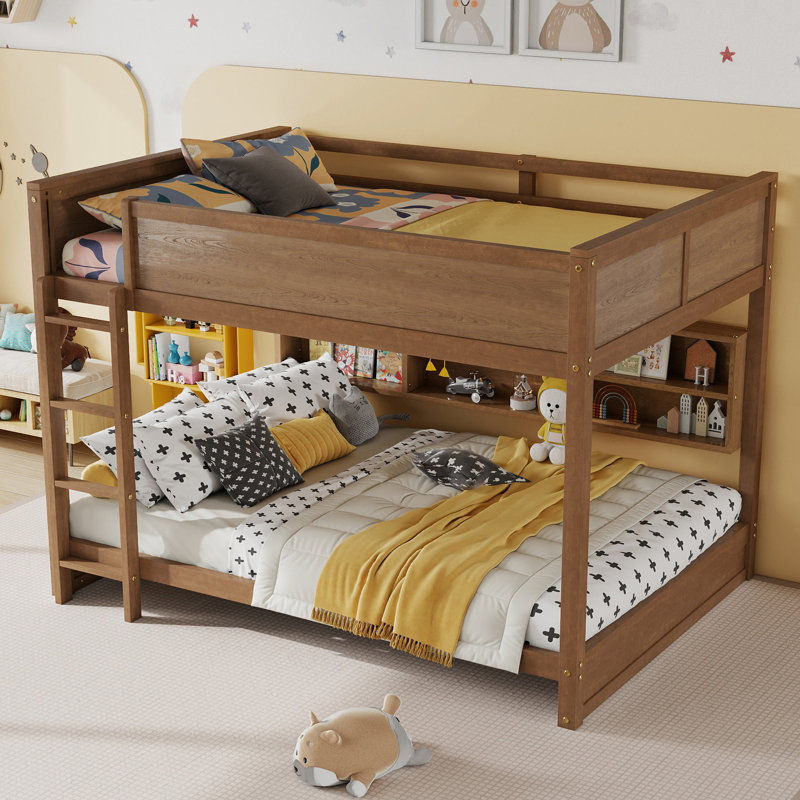 Spacious Storage Queen Bunk Solid Pine Modern Bedroom Solution