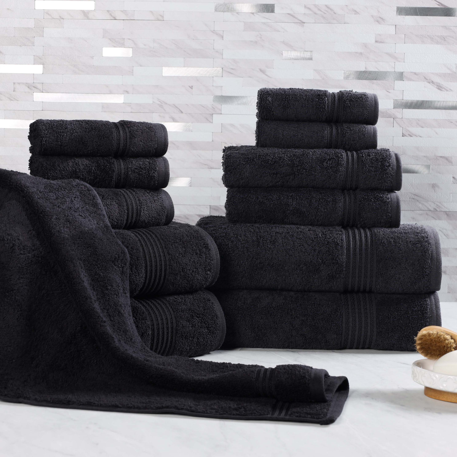 Guadlupe 12-Piece Egyptian Cotton Towel Set, Black