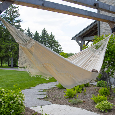 Vivere Kenelm Authentic Brazilian Elegant Double Classic Hammock with Fringe (450 lb Capacity)