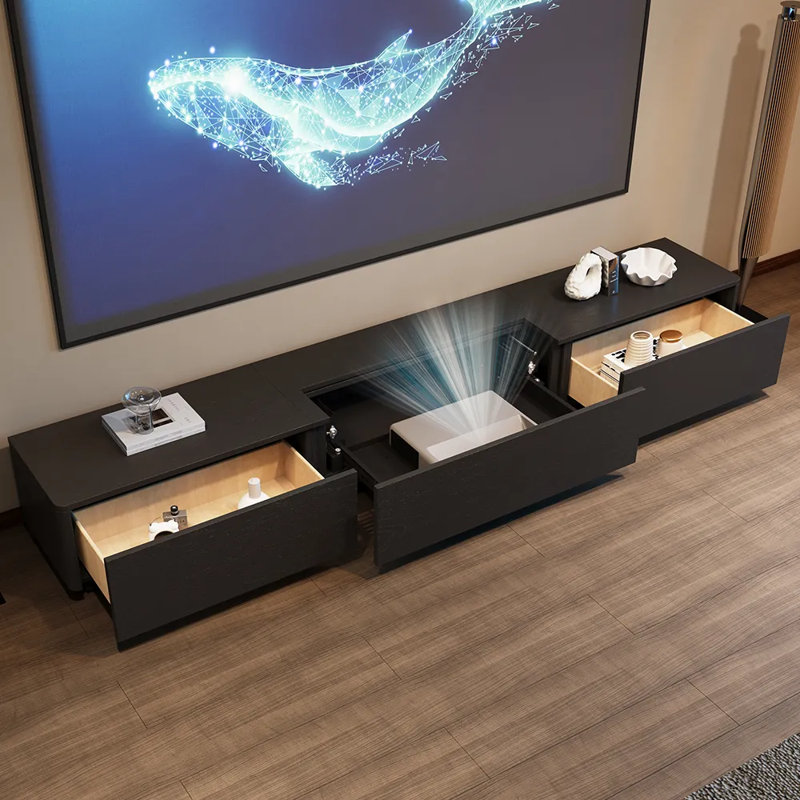 Meuble télé 126 po Walunt, H 13,4 po x L 102,3 po x l 16,9 po, Noir