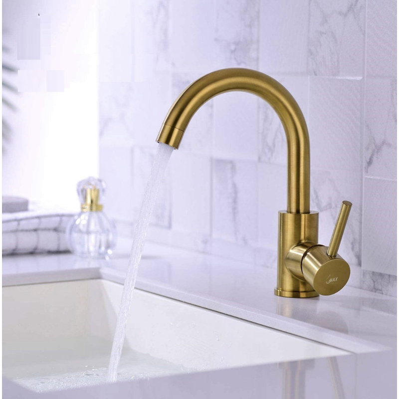Robinet pour salle de bain à poignée latérale, Or brossé