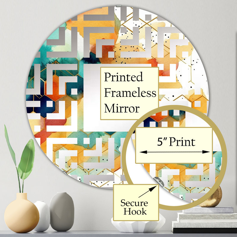 Miroir décoratif coloré Hexagone I - Maze MIR102425 C, 23,6 po x 23,6 po
