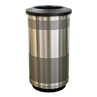 Stadium Series Perforated Metal Steel Open Outdoor Trash/Recycling Bins - 35 Gallons