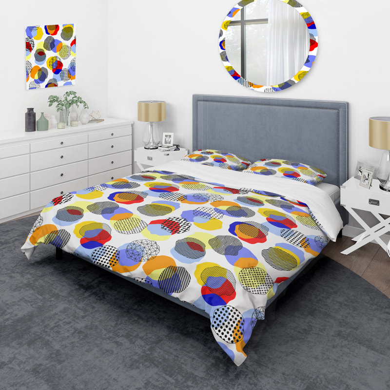 Ensemble de housse de couette en microfibre rouge / vert / bleu 2 pièces, Housse de couette simple + 1 taie décorative stan