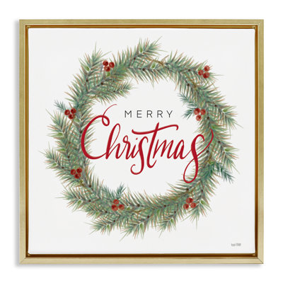 Traditional Merry Wreath Canvas Wall Art by House Fenway
