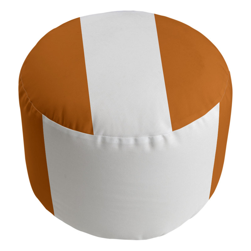 Repose-pieds cubique rond à rayures 20,5", Orange éteint / blanc / orange éteint