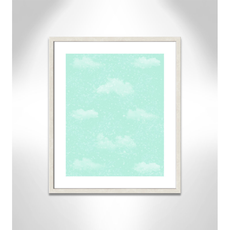 Art unique de nuages scintillants, H 25,5 po x l 21,5 po x P 1,1875 po, Encadré de boîte à grain de bois blanc