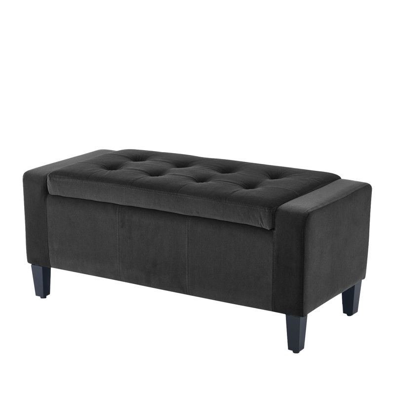 Luxury Crushed Velvet Ottoman Stool, Velvet, Charcoal