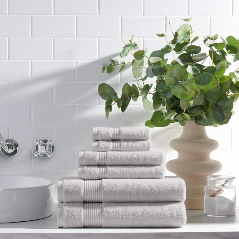 Brendle 6pc Bath Towel Set, Titanium Gray